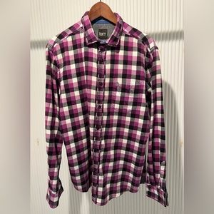 BORN BY TED BAKER Purple, Black & White Checked Flannel Shirt, Ted sz. 4/Large